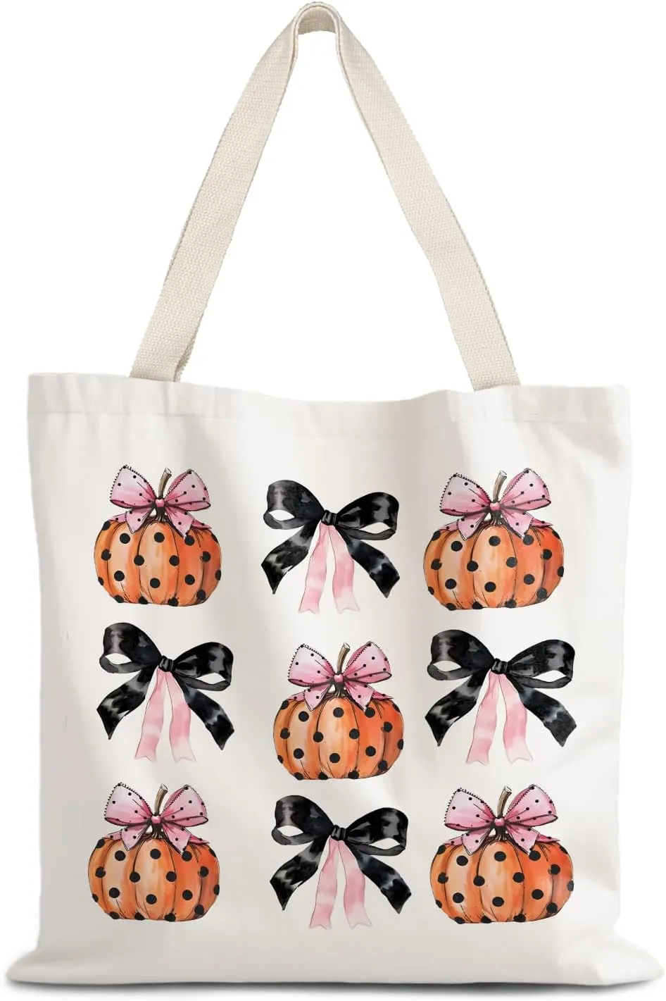 Halloween Tote Bag,Coquette Bow Fall Pumpkin Halloween Goth Tote Bags for Women,Reusable Grocery Bags