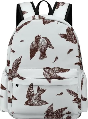 Hand Drawn Fighting Sparrows Travel Hiking Laptop Backpack for Men Women Camping Gym Backpacks Funny Casual Bag Gift, 42x30x15cm
