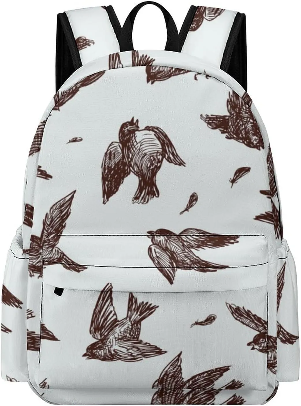 Hand Drawn Fighting Sparrows Travel Hiking Laptop Backpack for Men Women Camping Gym Backpacks Funny Casual Bag Gift, 42x30x15cm