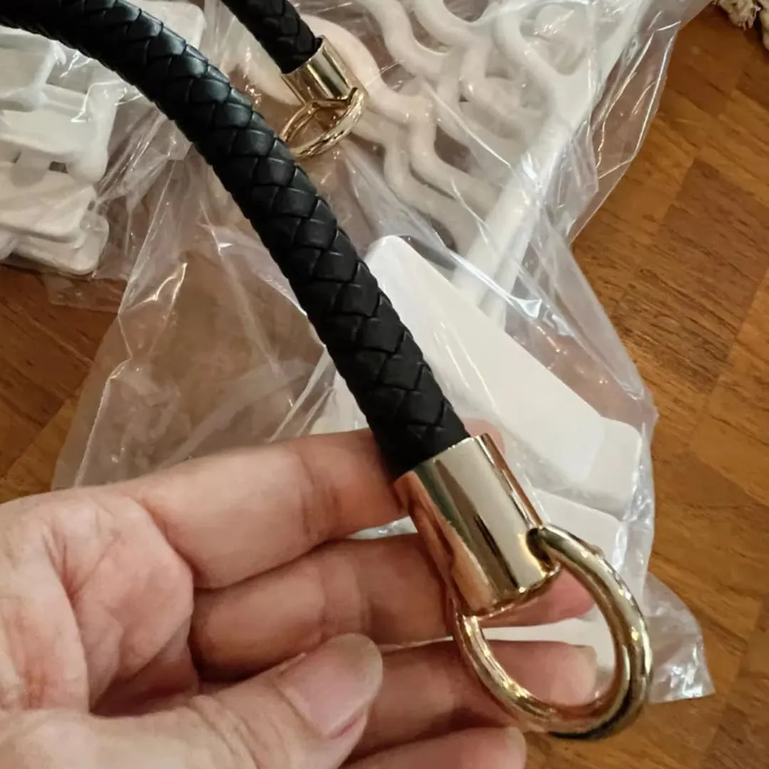 Handbag Handles with Braided Leather Strap – 15-inch PU Leather Twisted Rope Handle with Rings for Bags, Tote, Purse – Strong and Stylish (Brown/Gold)