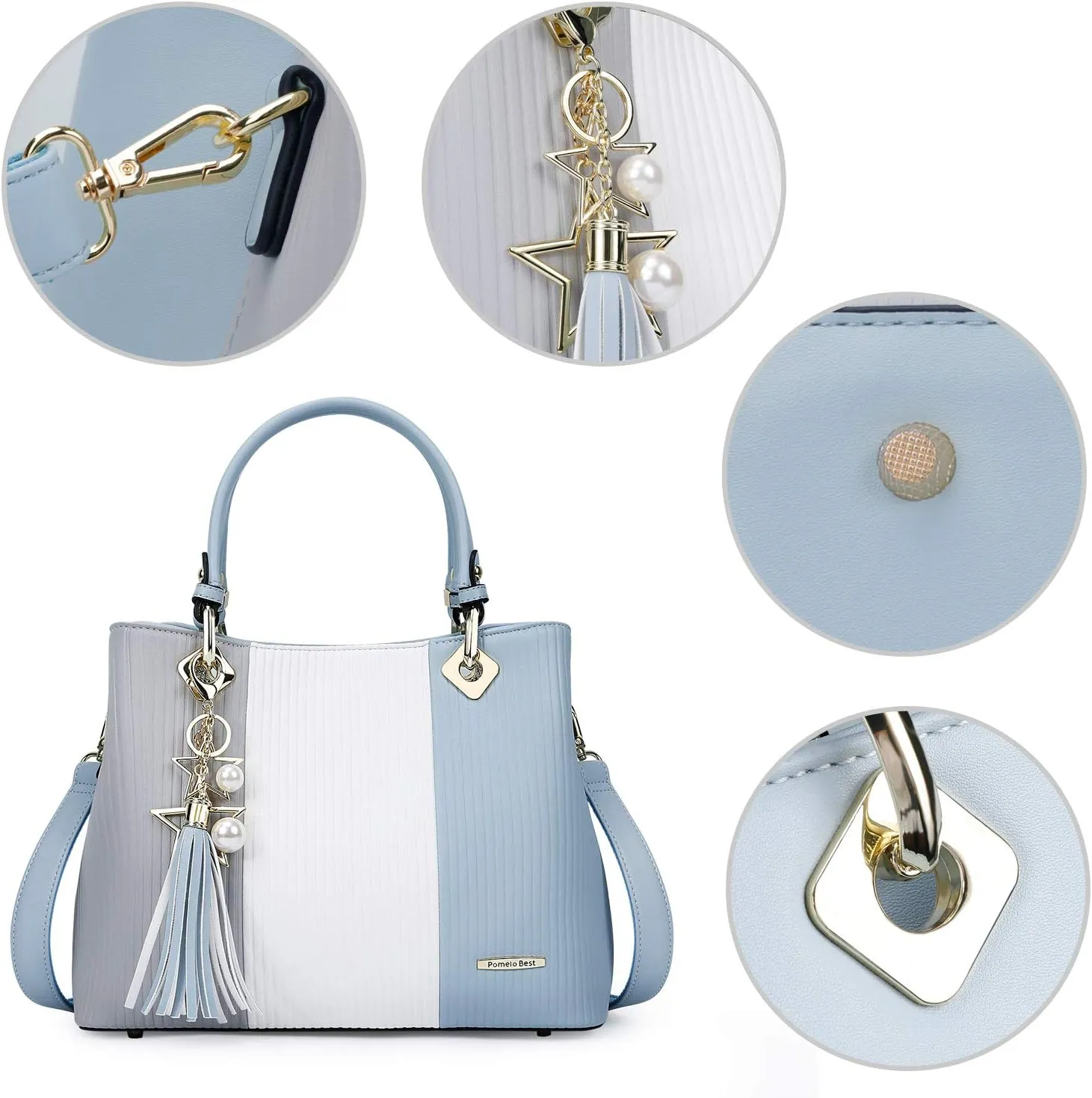 Handbags for Women with Multiple Internal Pockets in Pretty Color Combination, Women's Satchel Handbag