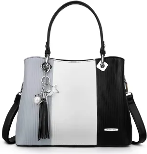 Handbags for Women with Multiple Internal Pockets in Pretty Color Combination, Women's Satchel Handbag