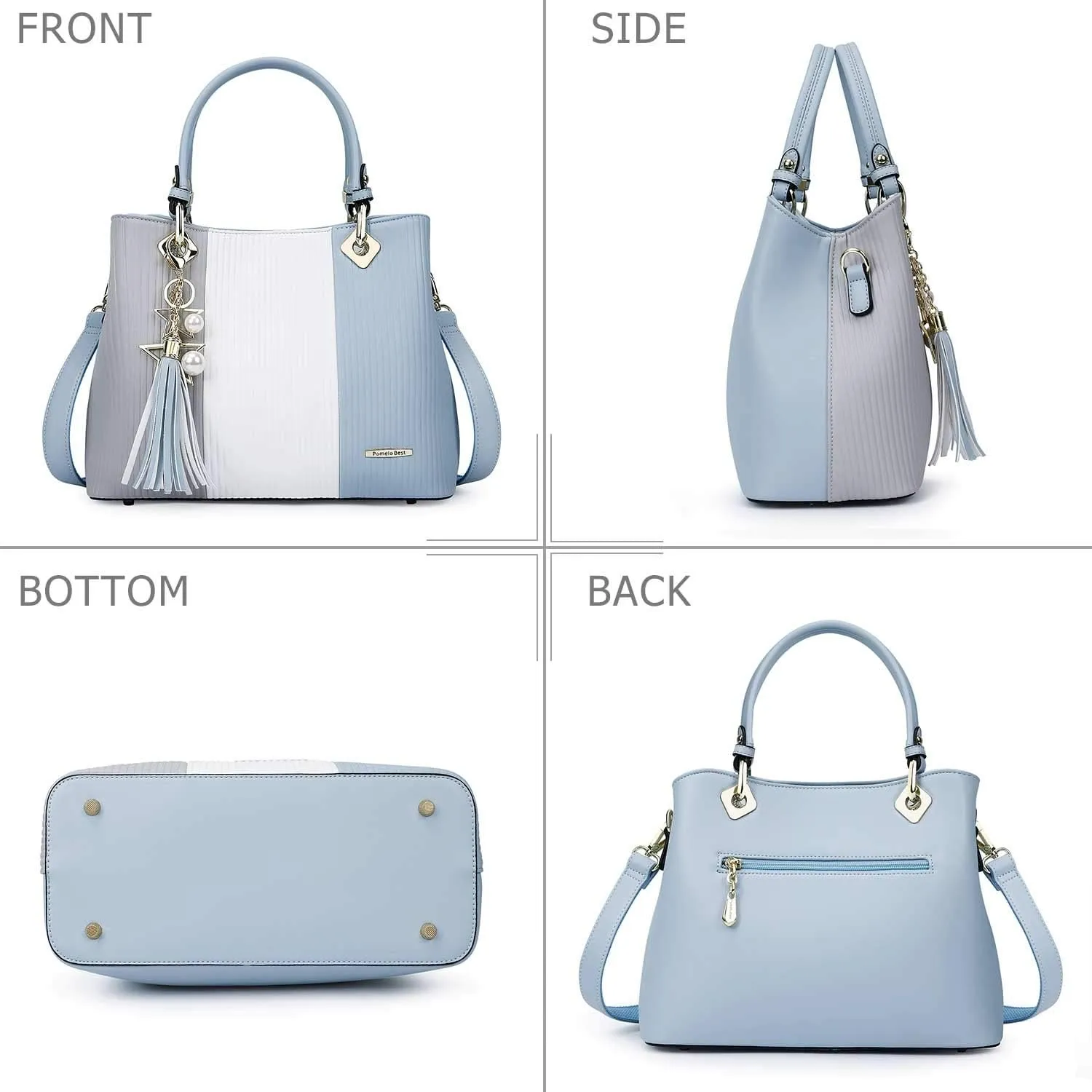 Handbags for Women with Multiple Internal Pockets in Pretty Color Combination, Women's Satchel Handbag