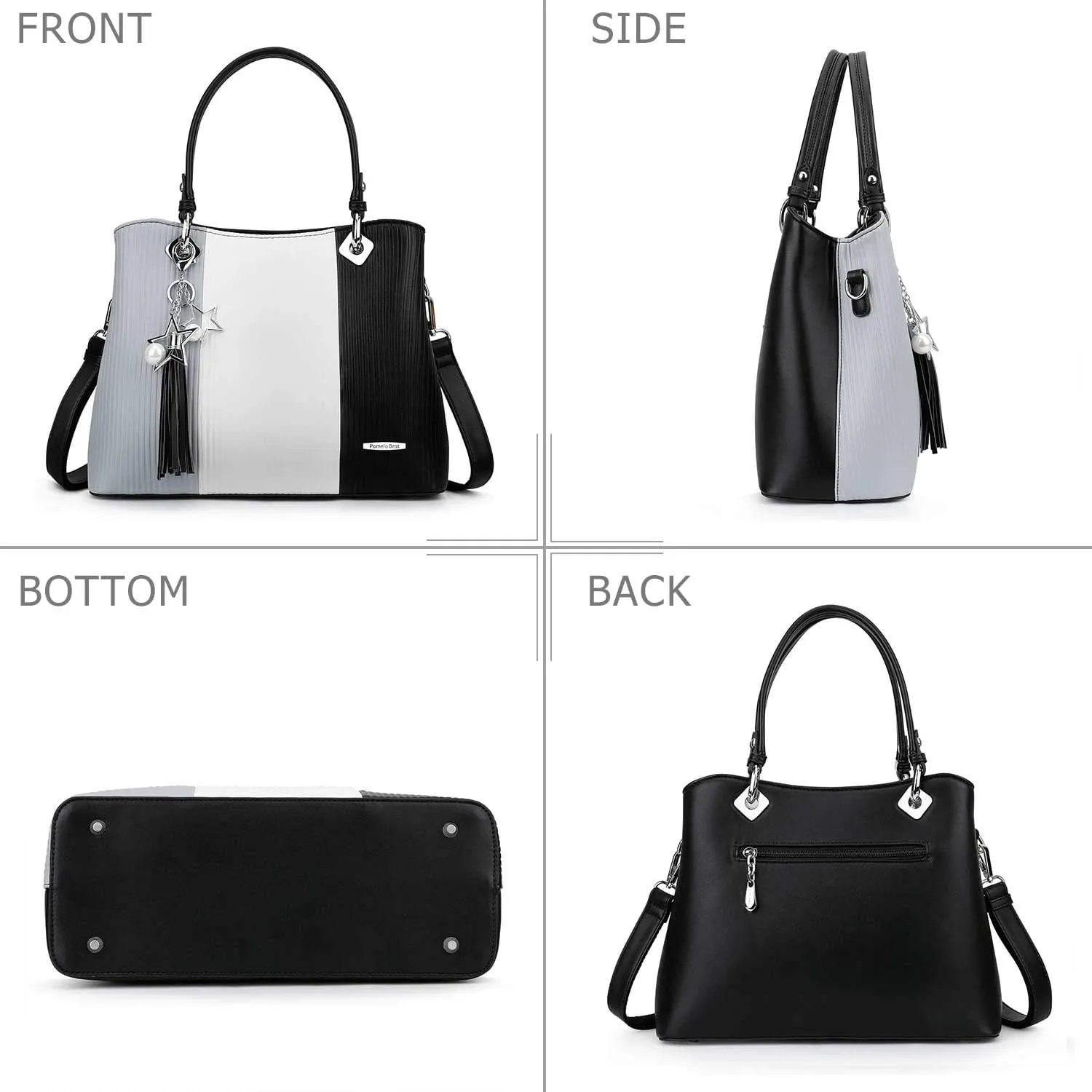 Handbags for Women with Multiple Internal Pockets in Pretty Color Combination, Women's Satchel Handbag