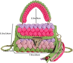 Handmade Crochet Wedding Party Purse Crossbody Bags for Women Shoulder Bag Clutch Flap Evening Bag