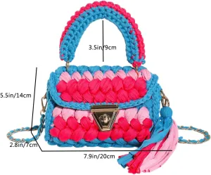 Handmade Crochet Wedding Party Purse Crossbody Bags for Women Shoulder Bag Clutch Flap Evening Bag