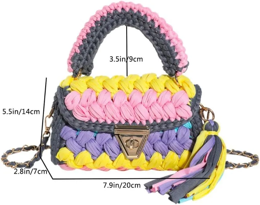 Handmade Crochet Wedding Party Purse Crossbody Bags for Women Shoulder Bag Clutch Flap Evening Bag