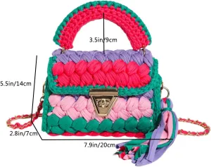 Handmade Crochet Wedding Party Purse Crossbody Bags for Women Shoulder Bag Clutch Flap Evening Bag