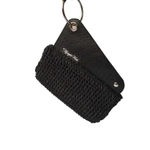 Handmade Fine Knit Bag, Woven Leather Handbags, Black and Brown Triangle Shaped Woven Handbags for Women, Fall Purses and Handbags, Women’s Evening Clutch Purse (Black)