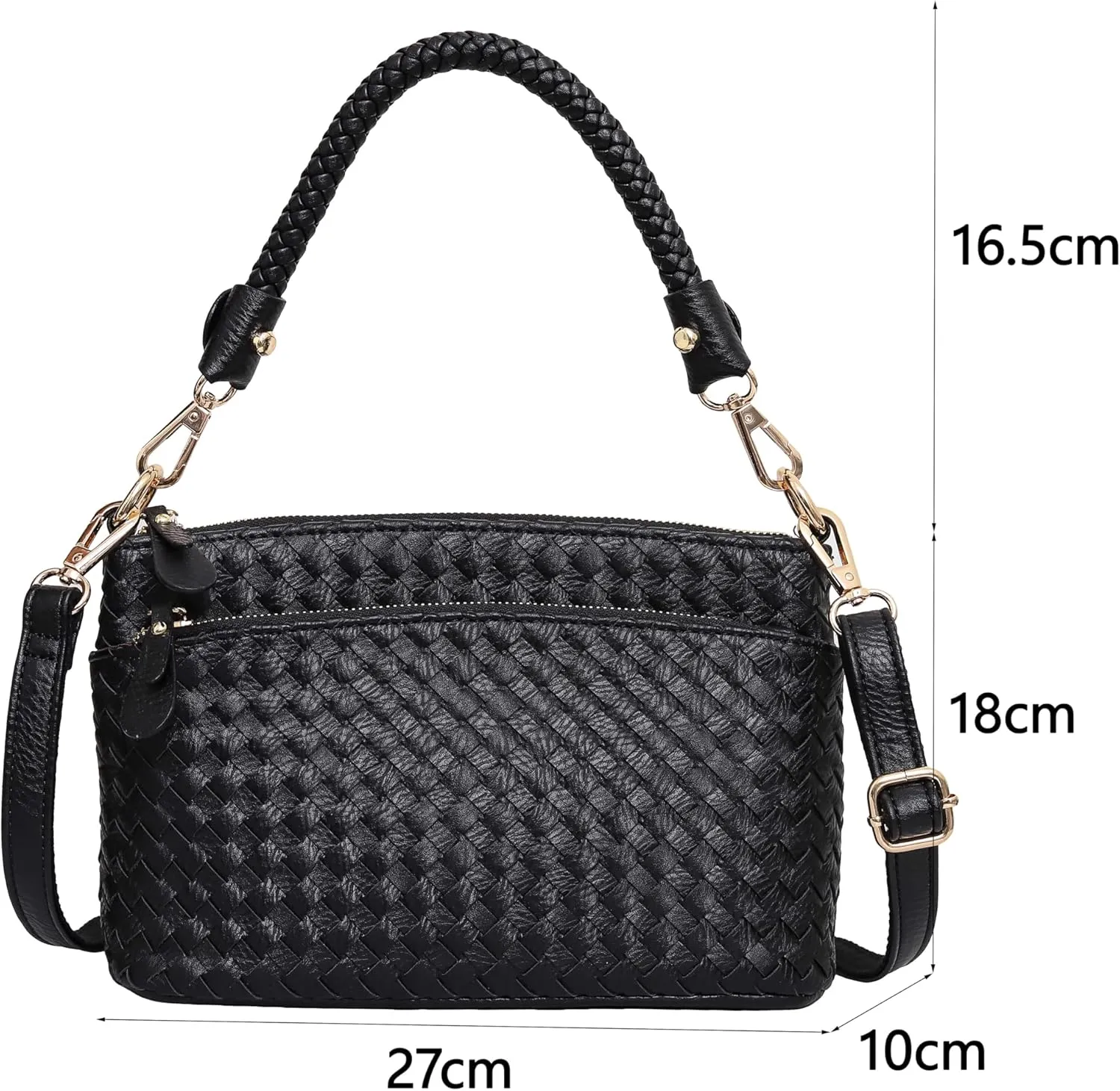 Handwoven PU Leather Handbag, Braided Handle Crossbody Purse, Small Shoulder Bag, Versatile Tote For Work, Party, Shopping.
