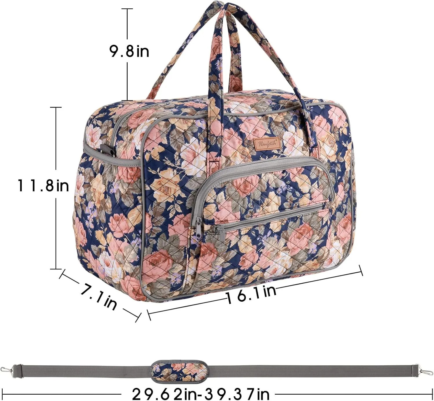 Hanfetch Yarn Storage Organizer, Knitting Crossbody Bag, Large Crochet Tote Bag Yarn Holder Case for Carrying Projects, Knitting Needles, Crochet Hooks and Other Accessories (Peony)
