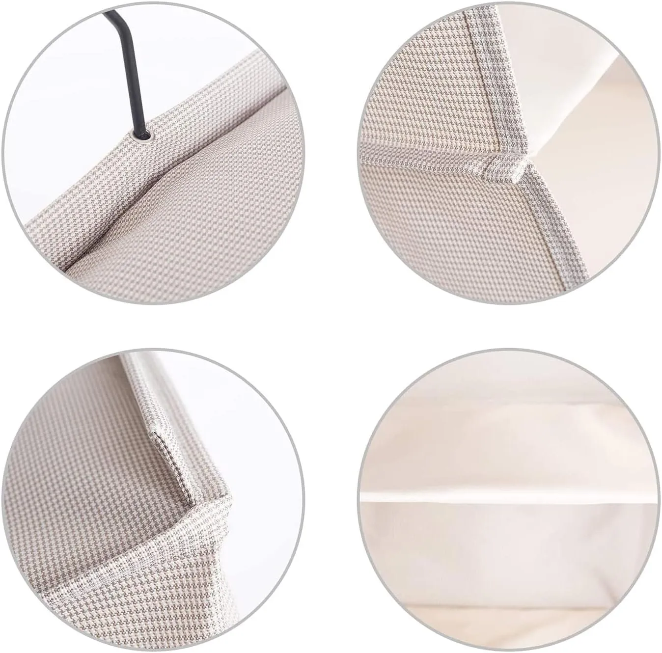 Hanging Closet Organizer, Easy Mount Foldable 3-Shelf Hanging Closet Wardrobe Storage Shelves, Clothes Handbag Shoes Accessories Storage, Houndstooth Imitation Linen Fabric, Beige