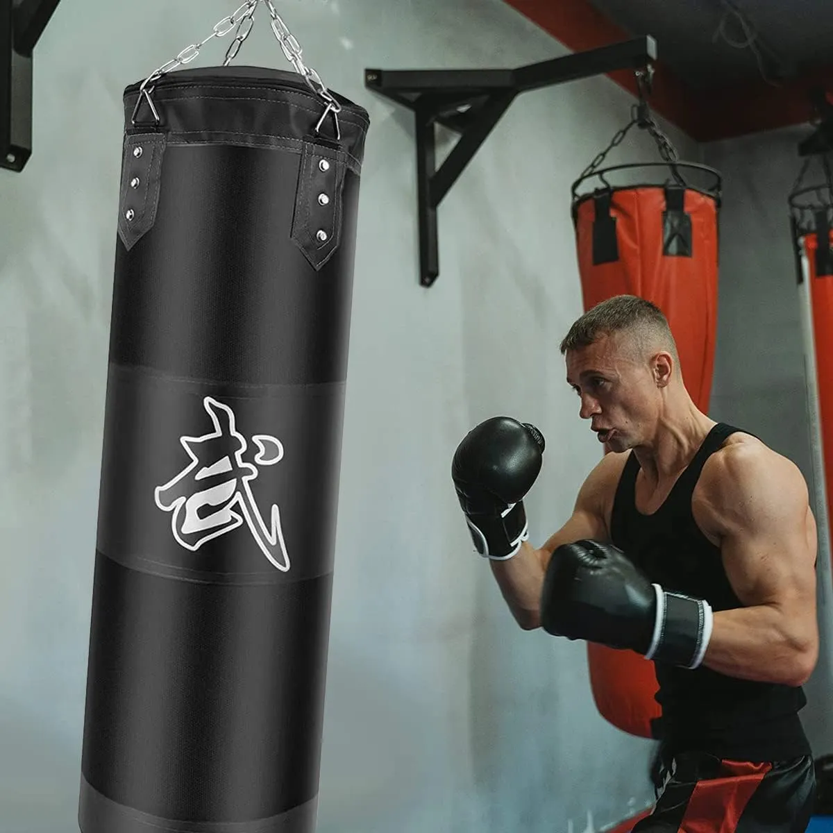 Hanging Punching Bag Set Unfilled, Heavy Boxing Bags Kickboxing Bag for Adults Kids, Youth Boxing Set with Hand Wraps, Punching Bag Hangers, for MMA Muay Thai Karate Taekwondo Training
