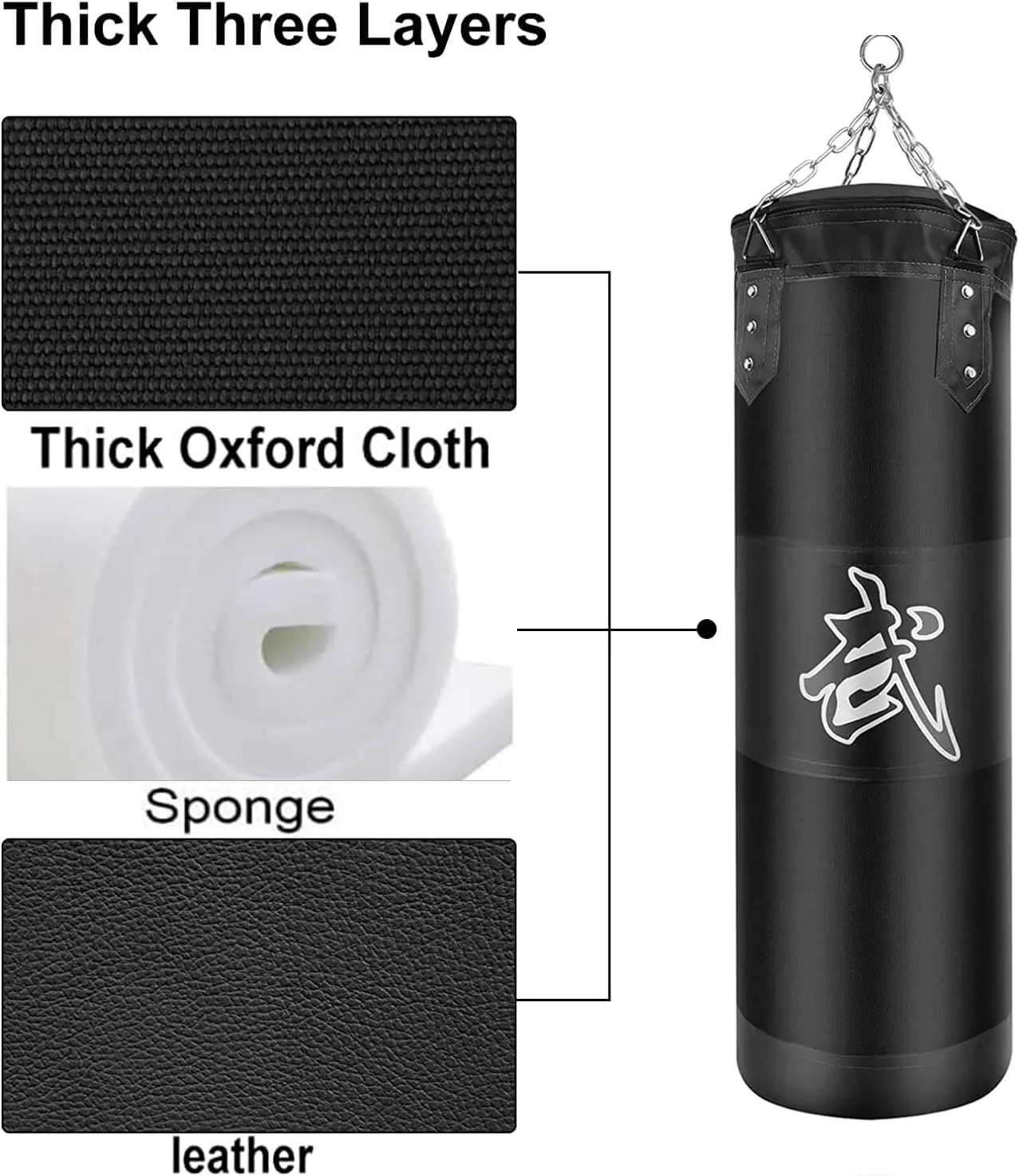 Hanging Punching Bag Set Unfilled, Heavy Boxing Bags Kickboxing Bag for Adults Kids, Youth Boxing Set with Hand Wraps, Punching Bag Hangers, for MMA Muay Thai Karate Taekwondo Training