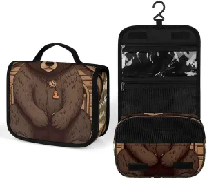 Hanging Rustic Lodge Bear Printed Toiletry Bag Travel Toiletry Bag Foldable Large-capacity Design Suitable for Travel, Fitness, Camping, Home Use, Etc.