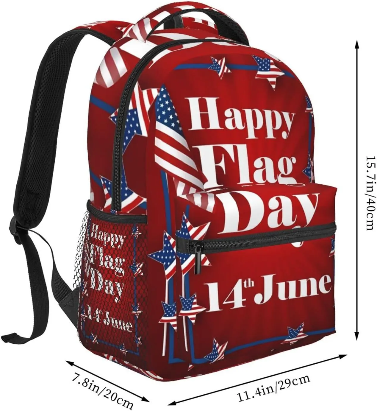 Happy Flag Day 1776 American Independence Day American Flag Casual Backpacks Sport Backpack Travel Rucksack Canvas Daypack Workout Bags with Pockets for Gym Working Hiking