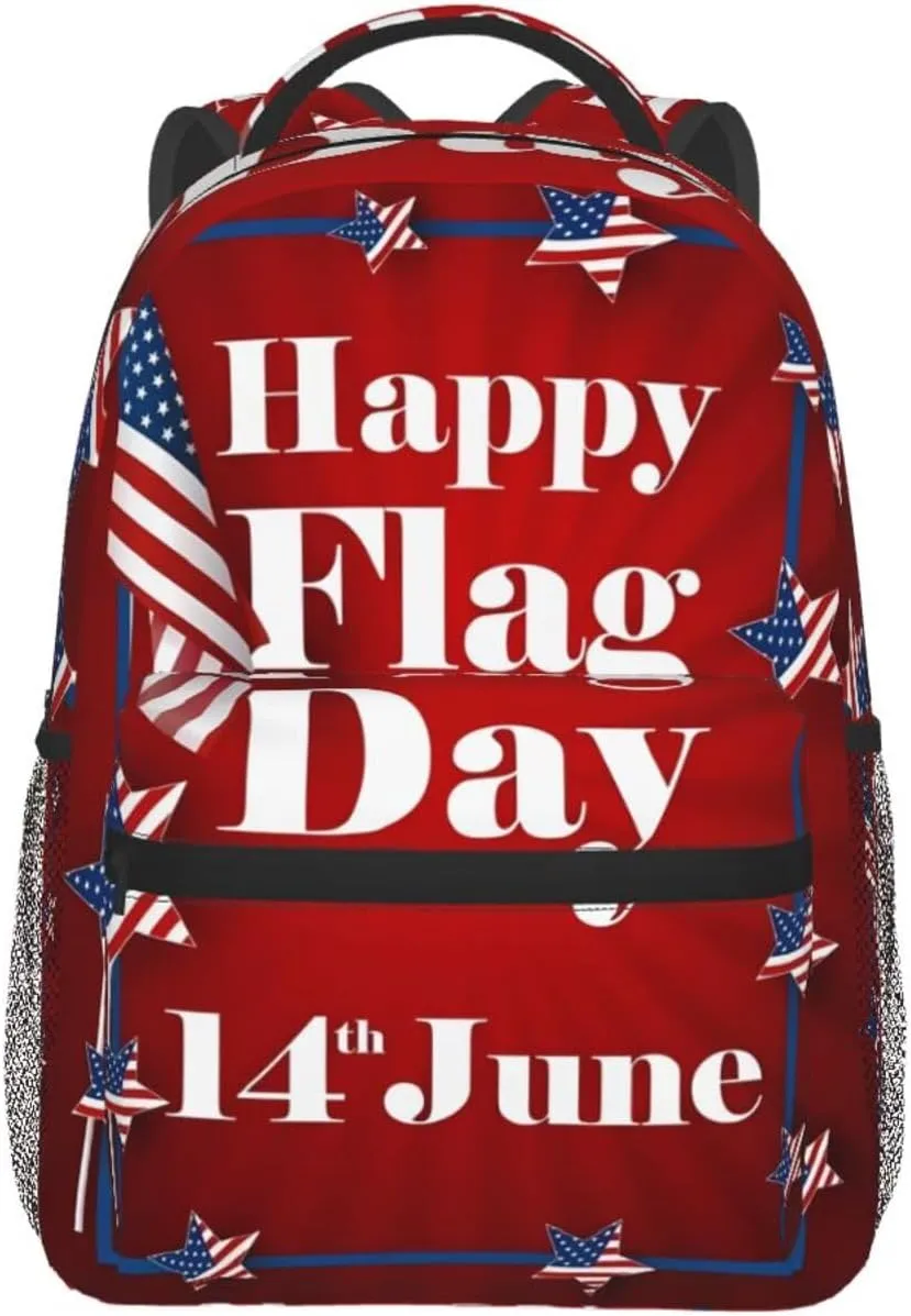 Happy Flag Day 1776 American Independence Day American Flag Casual Backpacks Sport Backpack Travel Rucksack Canvas Daypack Workout Bags with Pockets for Gym Working Hiking