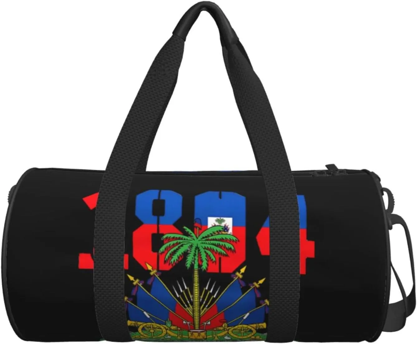 Happy Haitian Flag Day 1804 Round Travel Duffel Bag Large Capacity Gym Sports Bags for Hiking Vacation Trips