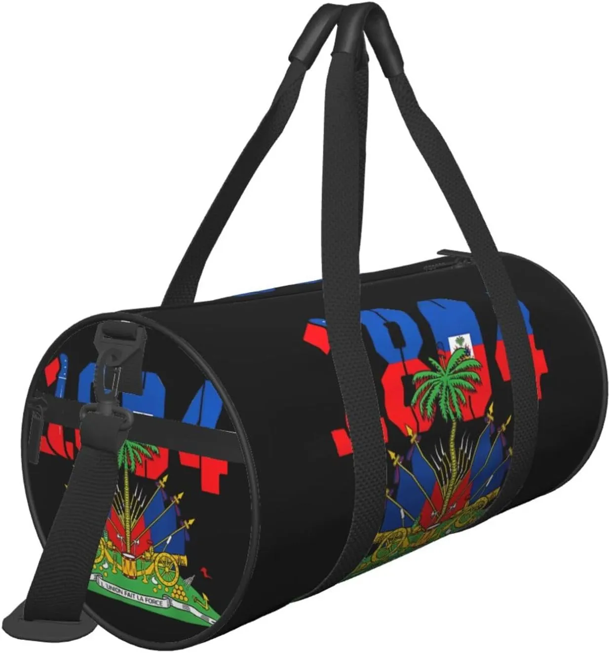 Happy Haitian Flag Day 1804 Round Travel Duffel Bag Large Capacity Gym Sports Bags for Hiking Vacation Trips