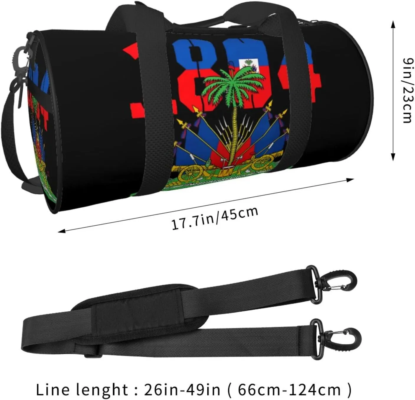 Happy Haitian Flag Day 1804 Round Travel Duffel Bag Large Capacity Gym Sports Bags for Hiking Vacation Trips