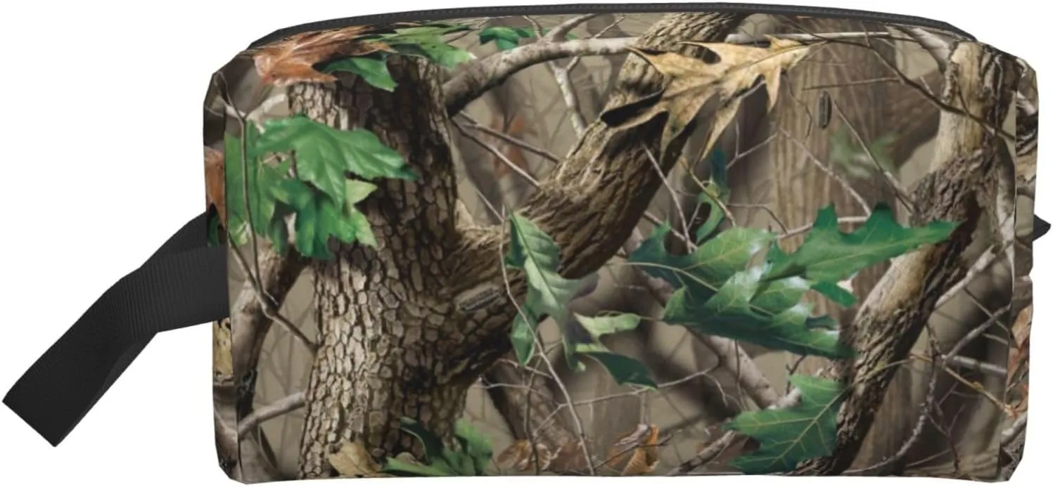 Hardwoods Green Camo Print Travel Cosmetic Large Capacity Zippered Storage Bag For Toiletries Daily Essentials