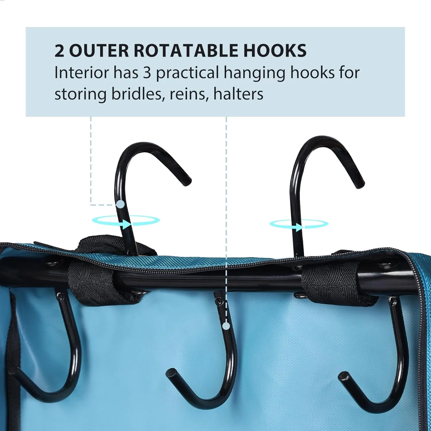Harrison Howard Bridle/Halter Bag with 3 Prong Tack Rack Sturdy Waterproof Fabric Horse Tack Carry Bag-Teal