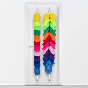 Hat Rack for Baseball Caps, Hat Organizer, Hat Storage Over The Door Holds Up to 48 Caps, Hat Holder with 2 Straps, 24 Hooks for Hats, Scarf, Belt, Jewelry, Purse