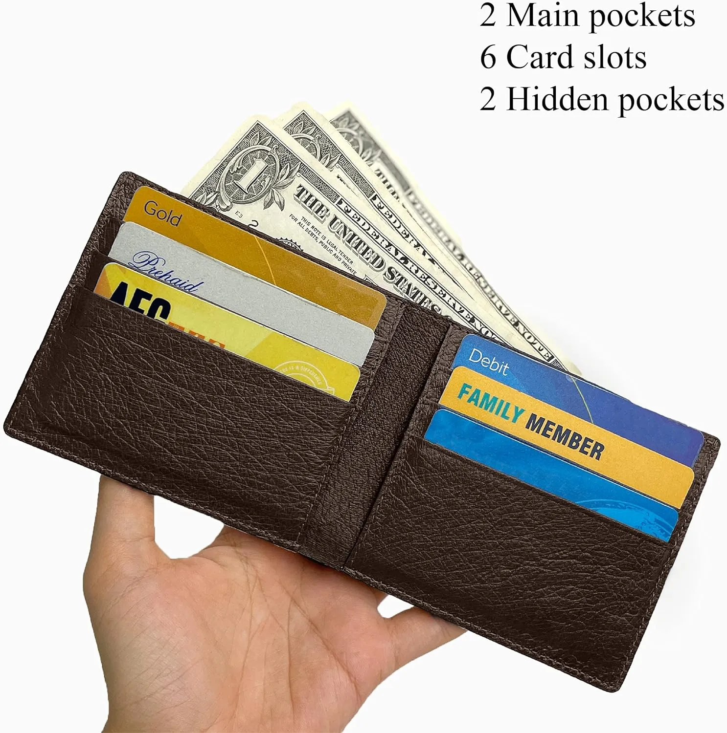 HATA Men Leather Wallet Croc RFID Blocking Front Pocket AIIigator Handmade Gift For Birthday Wedding Anniversary Father's Day