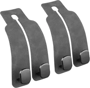 Headrest Hooks, 2 Pcs Seat Storage Hanger for Purses Bags, Stylish Double Seat Organizer Hooks for Handbag Coat Umbrellas, Car Inside Accessories, Gray
