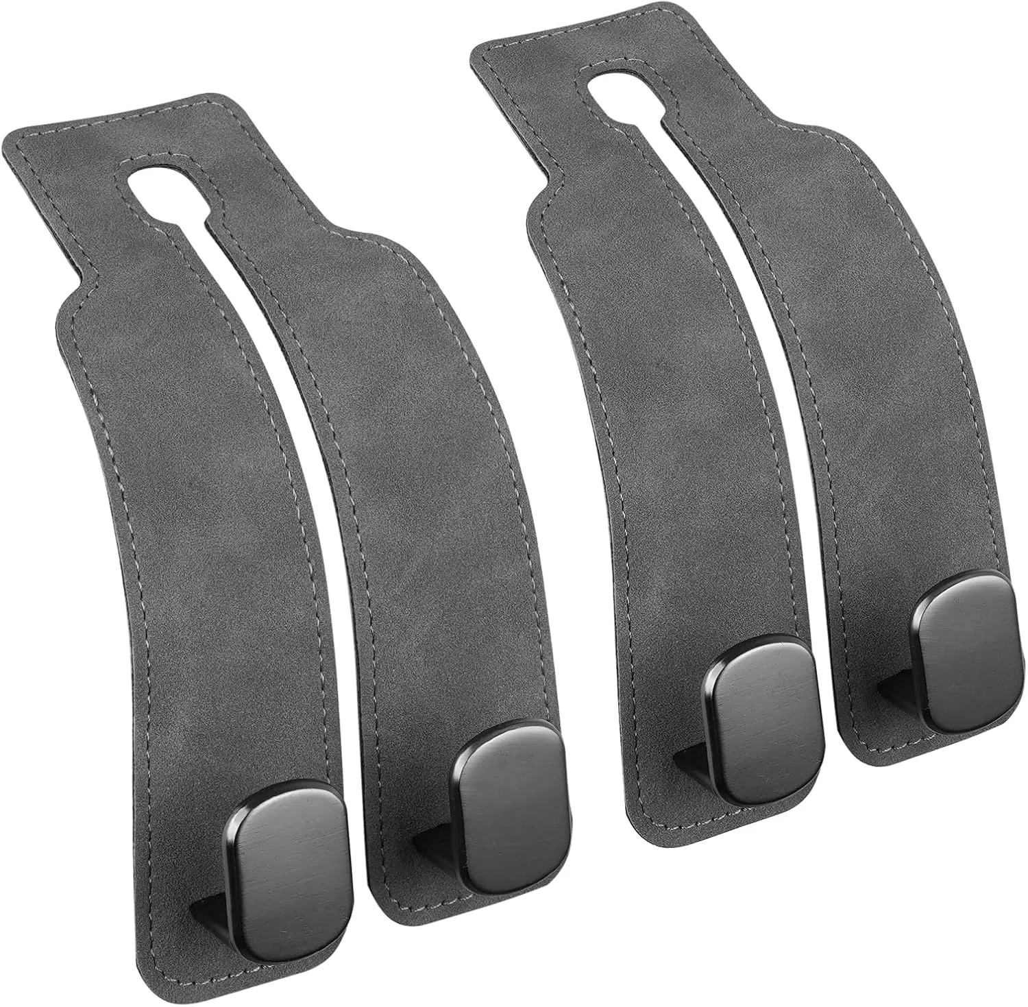 Headrest Hooks, 2 Pcs Seat Storage Hanger for Purses Bags, Stylish Double Seat Organizer Hooks for Handbag Coat Umbrellas, Car Inside Accessories, Gray