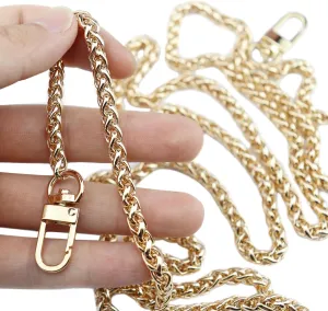 HEEHEE 47.2"(120cm) Mini Purse Chain Strap Delightful Extending DIY Metal Lantern Chains Replacement Straps with Buckles Wide 6mm Gold 1 Pack for Shoulder Cross Body Handbag