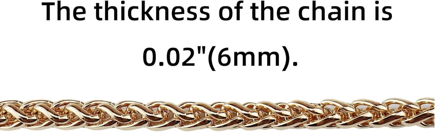 HEEHEE 47.2"(120cm) Mini Purse Chain Strap Delightful Extending DIY Metal Lantern Chains Replacement Straps with Buckles Wide 6mm Gold 1 Pack for Shoulder Cross Body Handbag