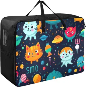 Hello Space Storage Bags Moving Boxes with Tag Pockets, Zippers and Carrying Handles, Zippered Storage Bag for Closet Comforter, Pillow, Quilt