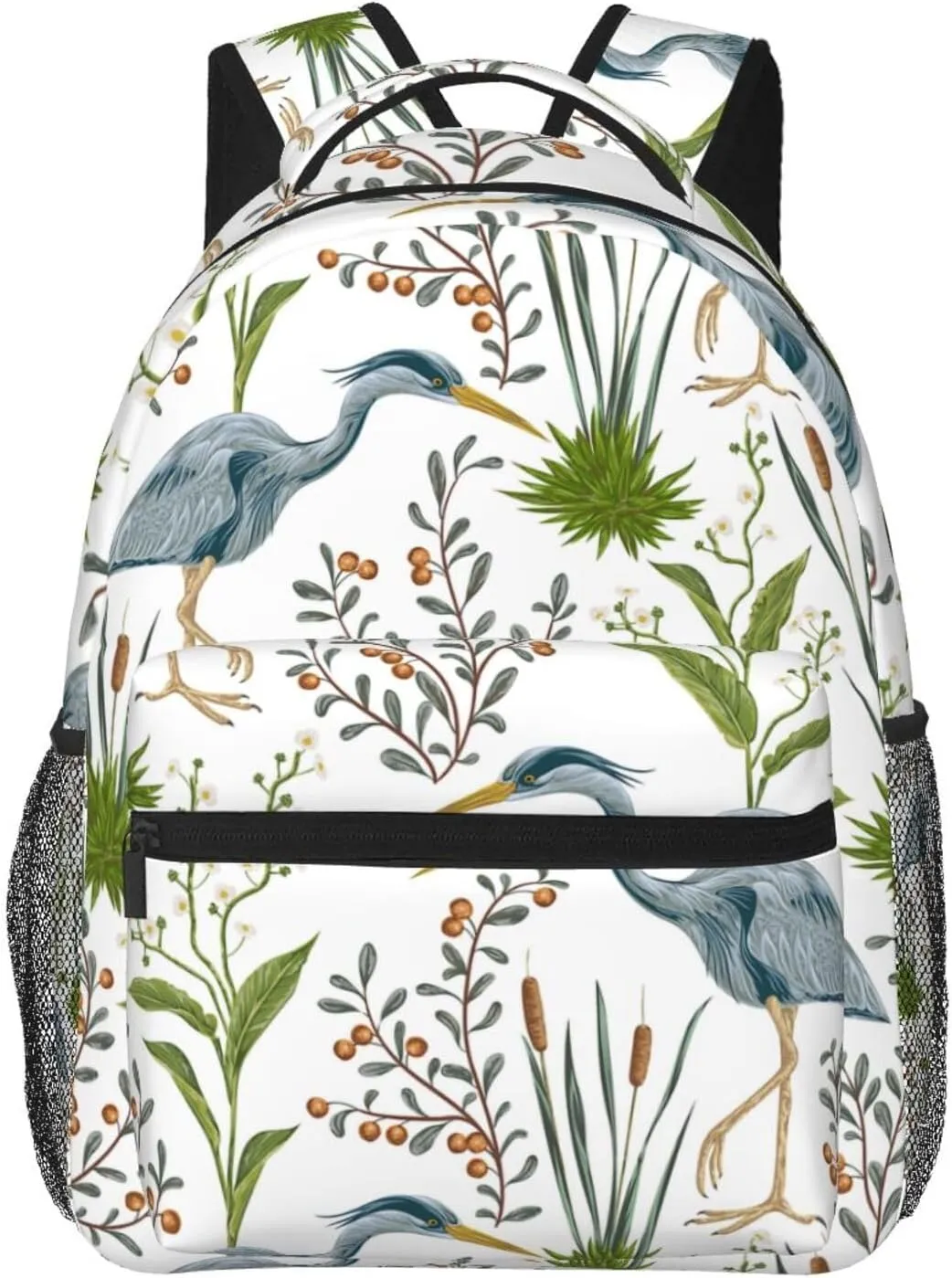 Heron Bird Swamp Plants Stylish Casual Backpack Purse For Women Personalized Laptop Backpacks With Multiple Pockets Computer Daypack For Work Business Travel