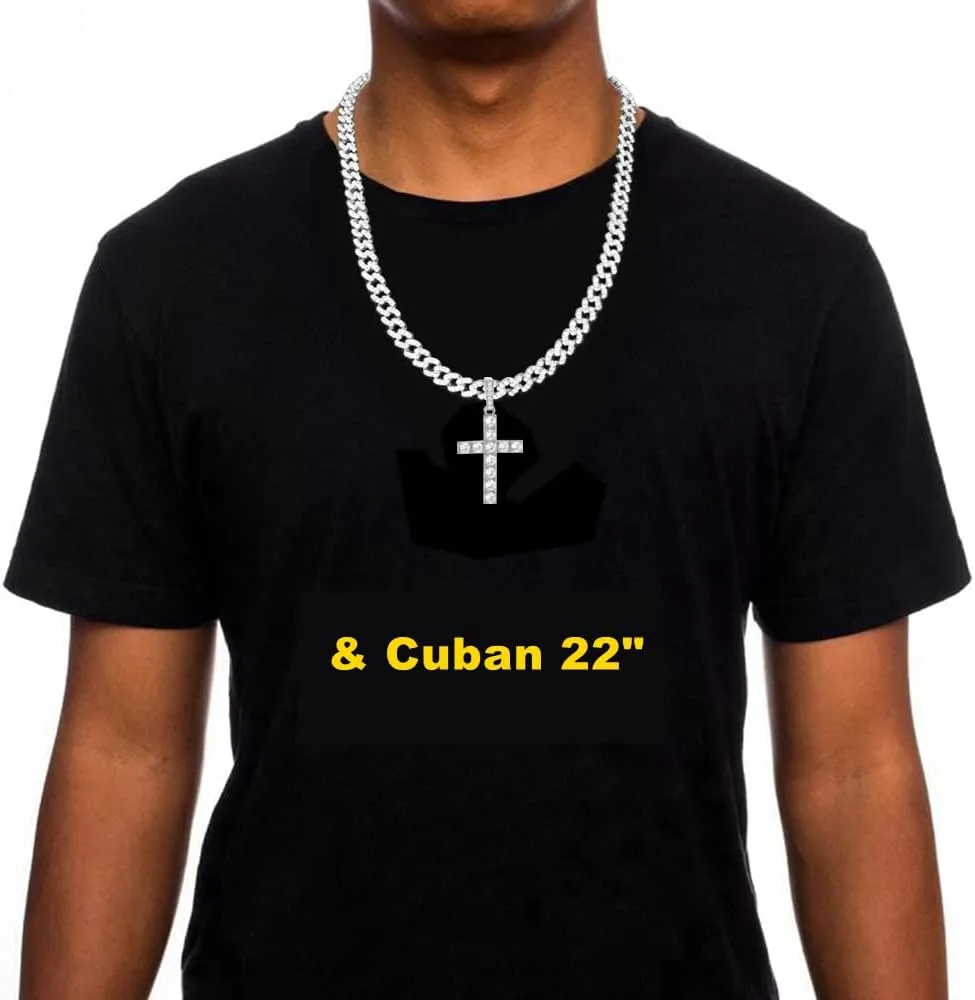 HH BLING EMPIRE Gold/Silver Diamond Cross Pendant Necklace for Men Women-Iced Out Chains with Cross Necklace 24 Inch
