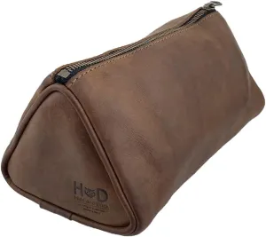 Hide & Drink, Travel Dopp Kit for Toiletries, Toiletry Bag, Rustic Handbag, Full Grain Leather, Handmade, Bourbon Brown