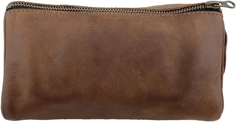 Hide & Drink, Travel Dopp Kit for Toiletries, Toiletry Bag, Rustic Handbag, Full Grain Leather, Handmade, Bourbon Brown