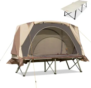 Himalaya Foldable Camping Cot with Tent，Single Person Folding Cot Combo Supports Campers up200lbs Portable Tent Fishing Tent with Carry Bag for Fishing Camping