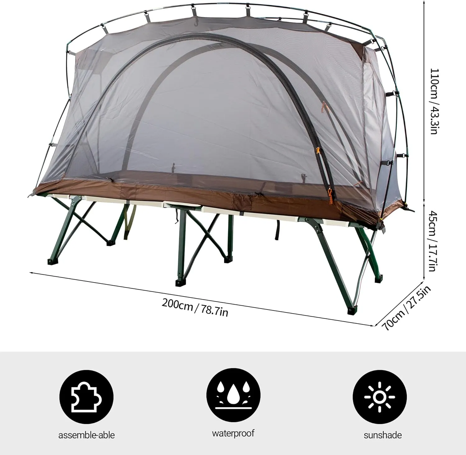 Himalaya Foldable Camping Cot with Tent，Single Person Folding Cot Combo Supports Campers up200lbs Portable Tent Fishing Tent with Carry Bag for Fishing Camping
