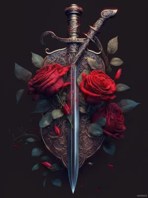 HMDIIMGE Diamond Painting Kits, Rose Sword and Shield Diamond Painting Kits, Christmas Diamond Painting Art Kits Full Drill DIY Wall Art Craft, Room Decor Christmas Decorations Gifts 12x16 Inch