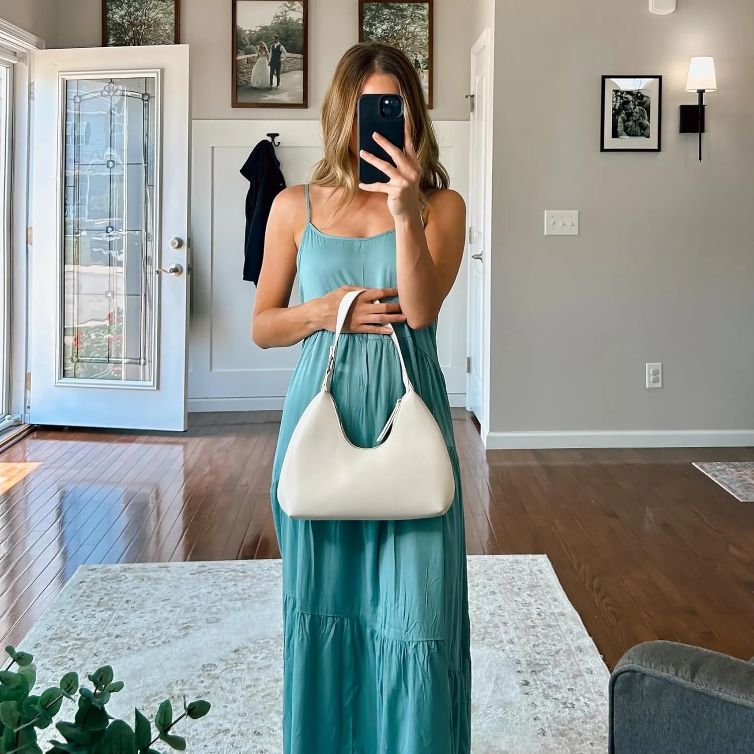Hobo Shoulder Bag for Women Trendy Lightweight Soft Foldable Leather Hobo Tote Handbag with Coin Purse for Women