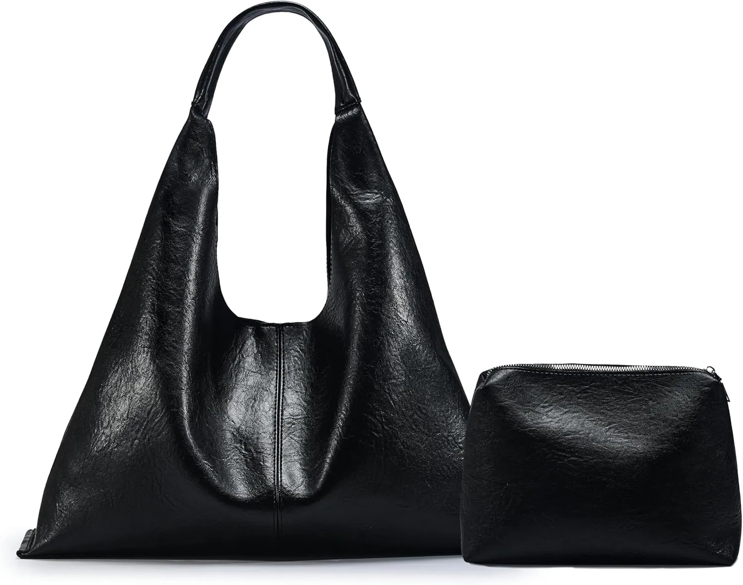 Hobo Shoulder Bag for Women Trendy Lightweight Soft Foldable Leather Hobo Tote Handbag with Coin Purse for Women