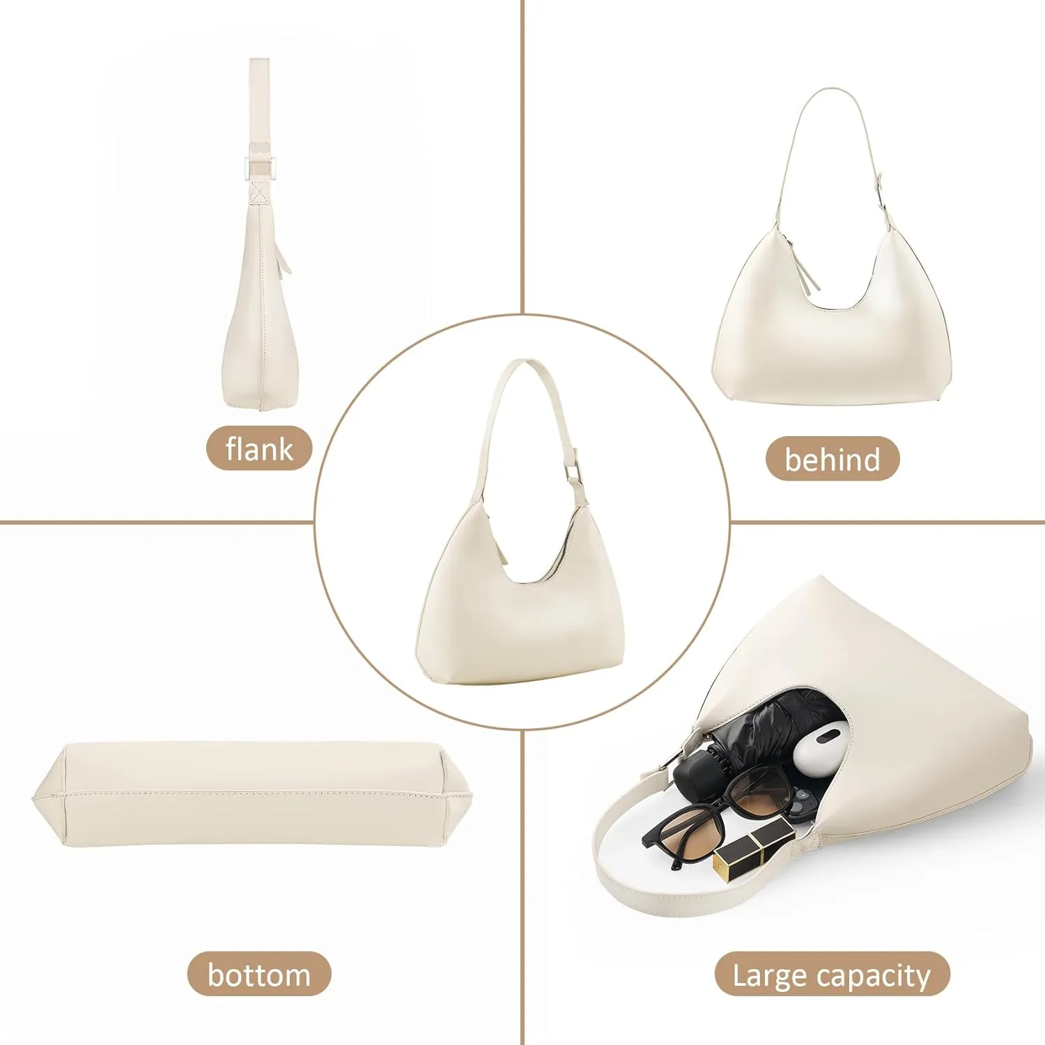 Hobo Shoulder Bag for Women Trendy Lightweight Soft Foldable Leather Hobo Tote Handbag with Coin Purse for Women