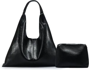 Hobo Shoulder Bag for Women Trendy Lightweight Soft Foldable Leather Hobo Tote Handbag with Coin Purse for Women