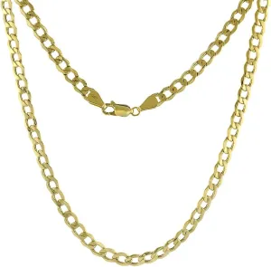Hollow 10k Yellow Gold 5mm Cuban Link Curb Chain Necklace for Men & Women 18-30 inch