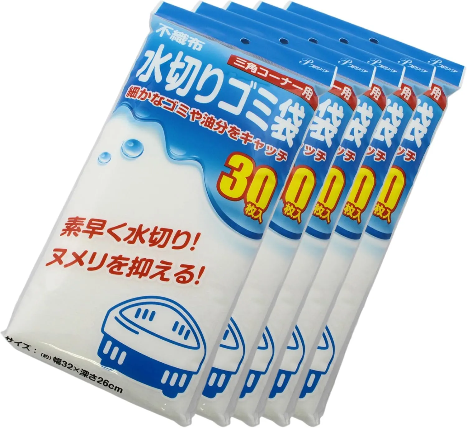 Home Cooperation Drainer Garbage Bags for Triangular Corners, Non-woven Fabric, 30 Count, Pack of 5