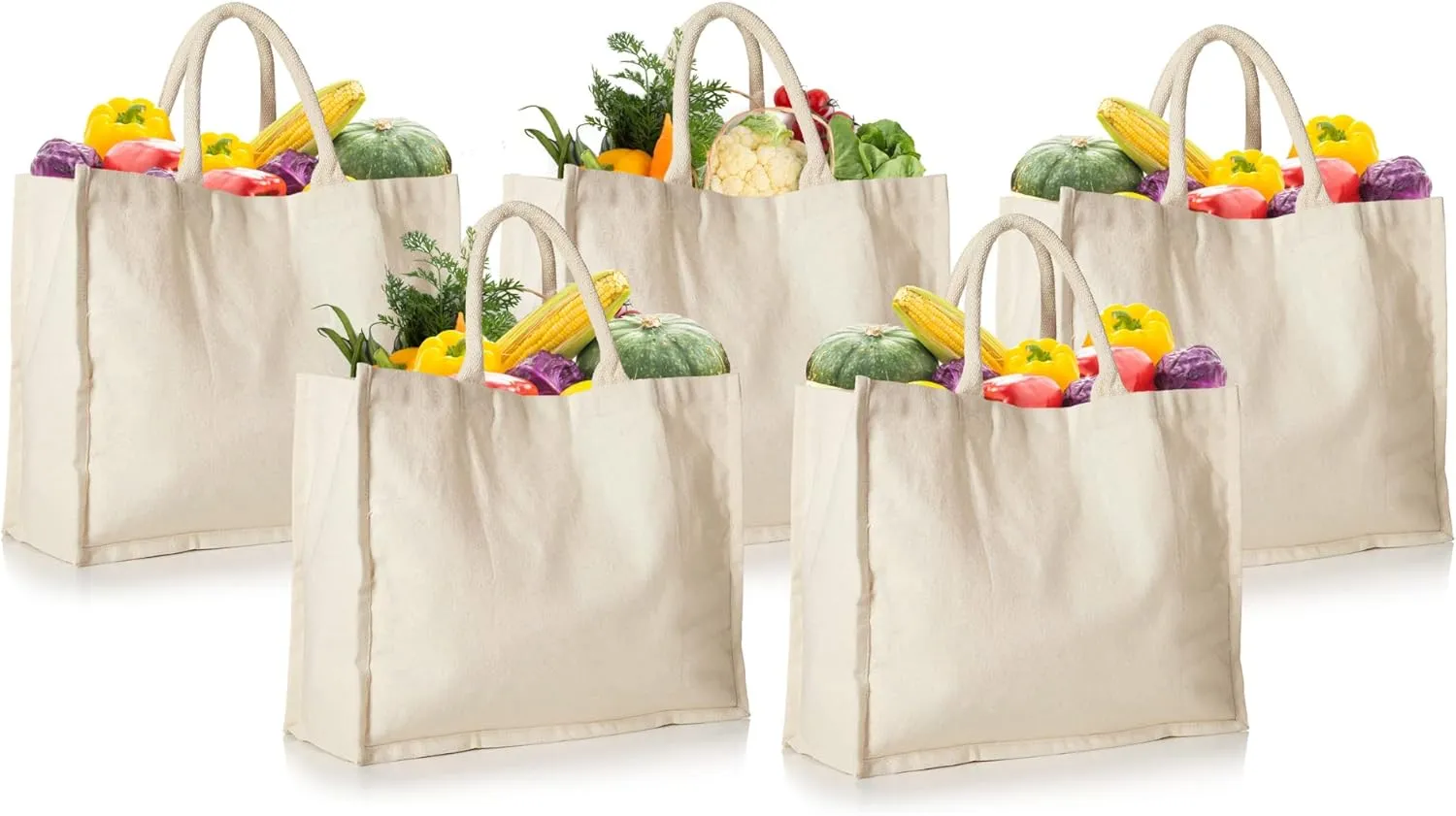 HOMELY CONNECT Canvas Grocery Bag For Groceries Market Bag Reusable Shopping Bags Washable Heavy Duty Cloth Grocery Bags With Handles