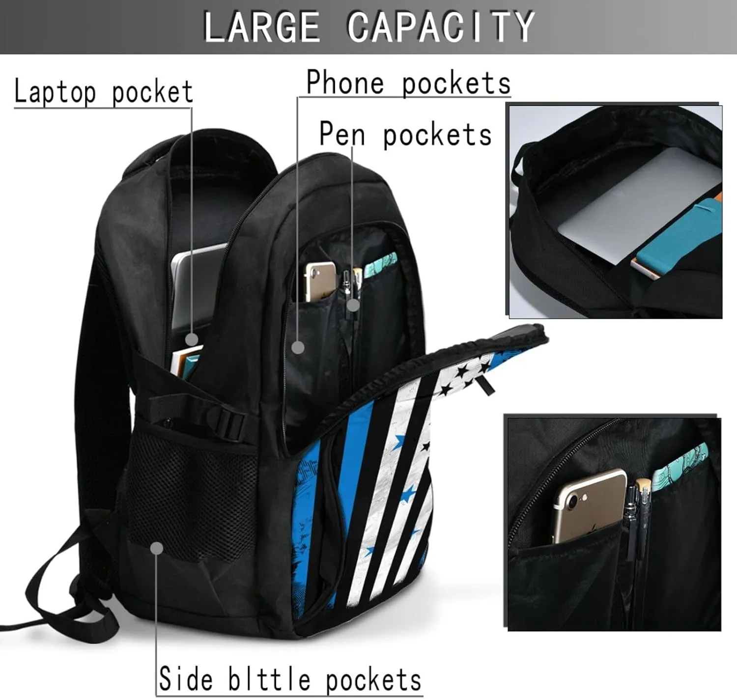Honduran American Flag Travel Backpacks Casual Backpack Large Capacity Laptop Rucksack Luggage Daypacks with USB Charging Port Multi-Pockets Bags for Hiking