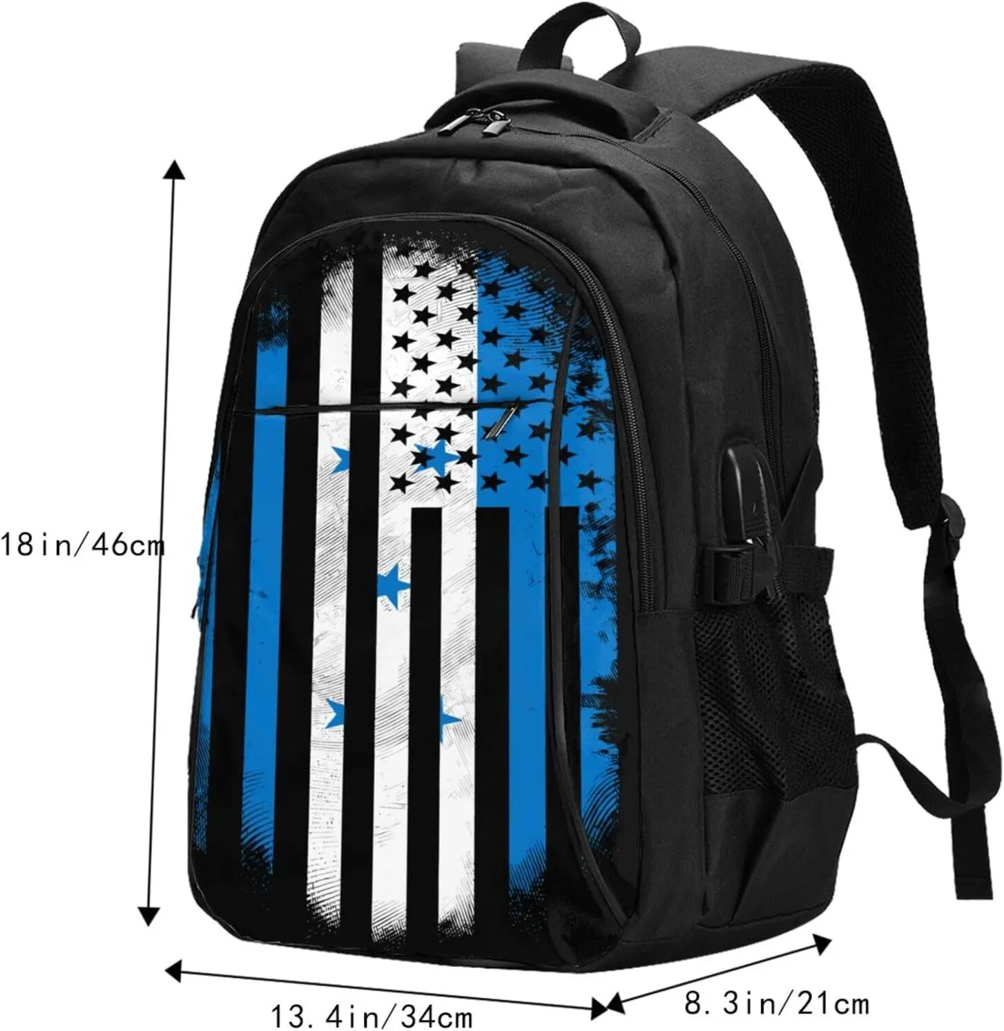 Honduran American Flag Travel Backpacks Casual Backpack Large Capacity Laptop Rucksack Luggage Daypacks with USB Charging Port Multi-Pockets Bags for Hiking
