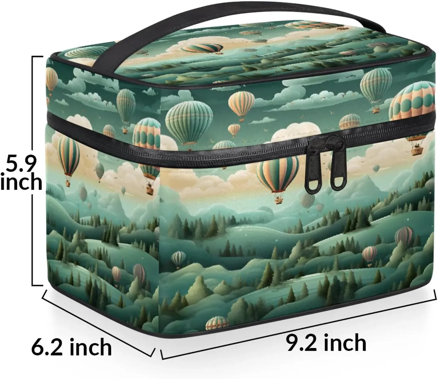 Hot Air Balloons Clouds Travel Toiletry Bag Large Capacity Makeup Case Organizer with Handle Cosmetic Case for Women Girls